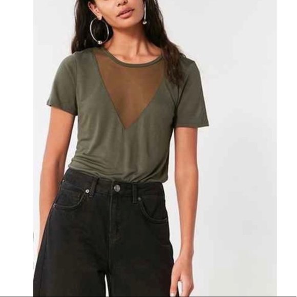Urban Outfitters Tops - URBAN OUTFITTERS Midnight Mesh Tee Olive {RR14}